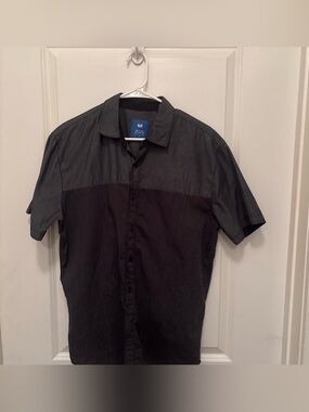 micheal Brandon Men's Short Sleeve Button-Up Shirt - Black/Grey